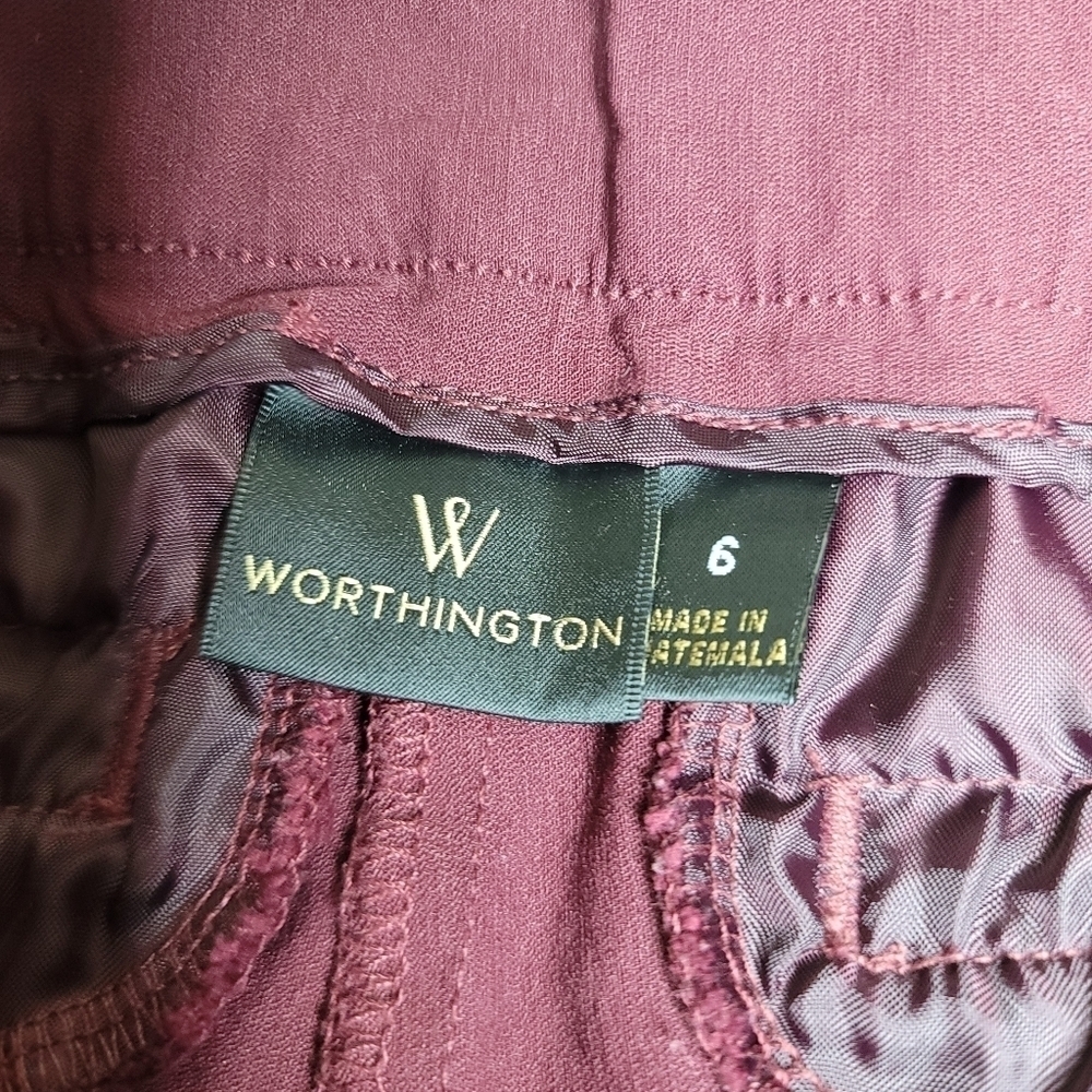 Worthington High Rise Skinny stretch Burgundy Dress Pants Women's Size 6 - Picture 6 of 13